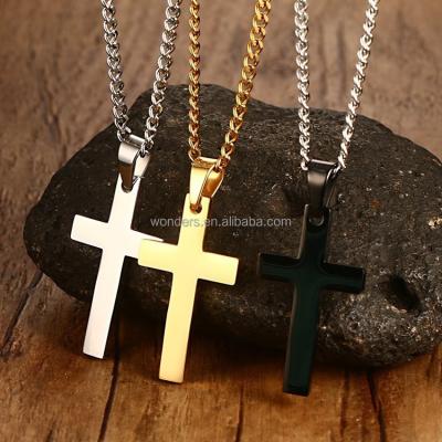 China CLASSIC Stainless Steel Jesus Cross Necklace Men Unique 18K Gold Religious Jewelry for sale