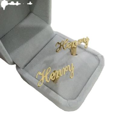 China Custom Stainless Steel Name Cufflink Logo Stainless Steel Custom Men Jewelry Office Accessories for sale