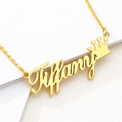 China Custom Romantic Kids Name Necklace Name Necklace Jewelry 18k Yellow Gold Color Nameplate Necklace for sale