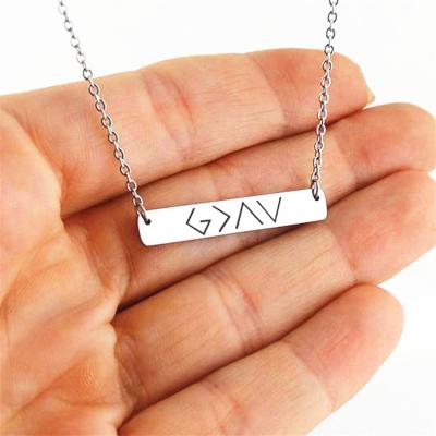 China Casual/Sporty Custom Engrave Gold Plated Pendant Necklace Bar Necklace Name Jewelry for sale