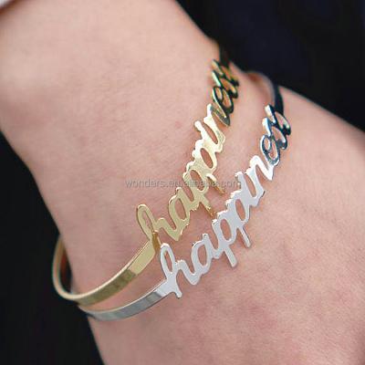 China FASHIONABLE Custom Made Personalized Stainless Steel Name Women Bracelet Material Bracelets for sale