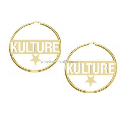 China TRENDY Custom Name Earrings, Custom Cut Letter Circle Earrings for sale