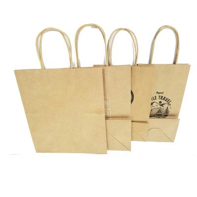 China Recyclable Kraft Paper Bag Wholesale Recycle Strong Kraft Paper Bag With Handle Food Paper Bag for sale