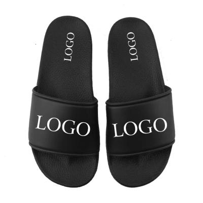 China Fashion Trend Custom Printing Logo Pattern Unisex Black Plain Mens EVA PVC Sandals Slides Slippers for sale