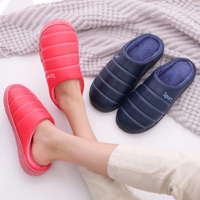 China Fashion Trend Household Couple Warm Indoor Cotton Non-slip Slides Winter Soft Slips Women's Fur Slippers for sale