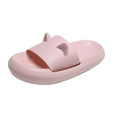 China Fashion Trend Solid Color Women's Slipper Thick Unique Slides Indoor Outdoor Waterproof Triangular Non-slip Shower Ear Slippers for sale