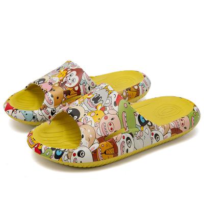 China Round Kids Cartoon Flat Soft Bottom Non-slip Slides Slippers Breathable Lightweight Baby Sandals for sale