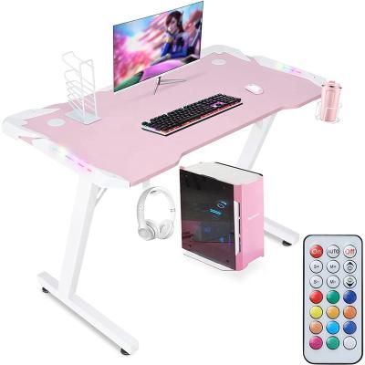 China (Size)Brazil style popular adjustable ergonomic tabletop computer desk RGB gaming desk LED light packing pink desktop armor with outdoor apply to home for sale