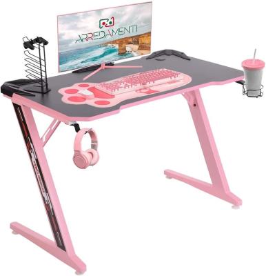 China (Size) Southeast Asia Popular Custom Made High Quality Pink Adjustable Gaming Desk Gaming Desk RGB Steel Frame Sturdy Support for sale