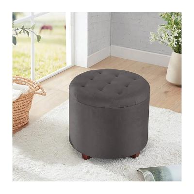 China Adjustable Luxurious Velvet Upholstery Feel Comfortable Room (Height) Inviting Chairs Around Gray Tufted Velvet Storage Ottoman Foot Rest Stools for sale