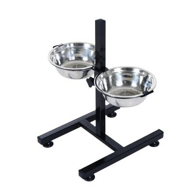 China Cat And Dog Bowls With Single Height Adjustable Iron Stand Single Raised Pet Feeder for sale