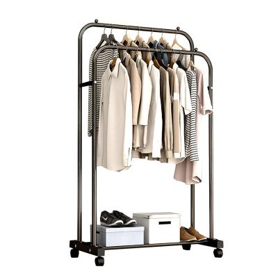 China Sustainable Wholesale Rack Hanger Floor Standing Sliding Clothes Rack Clothing Rack Rack Display for sale