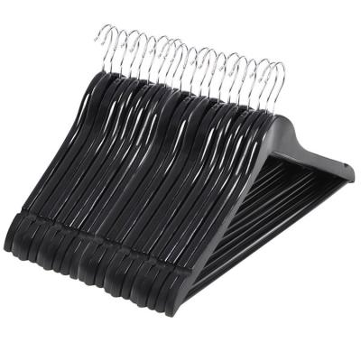 China Wholesale Hot Black Clothes Stretch Rack Wooden Cloth Shoulder Hanger for sale