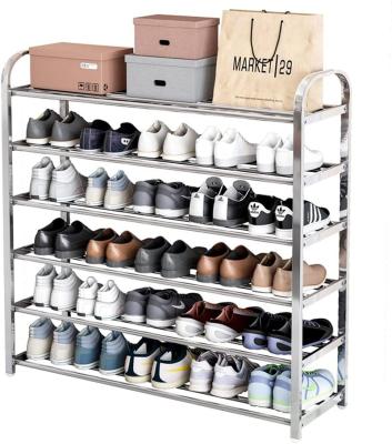 China Expandable Modern Multi-Layer Household Shoe Storage Rack Metal Shoe Finishing Rack With Stainless Steel Bracket for sale