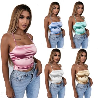 China 2021 New Arrival Solid Color Summer Women Shirt Tank Tops Casual Backless Crop Tops Anti-Shrink Club Wear for sale