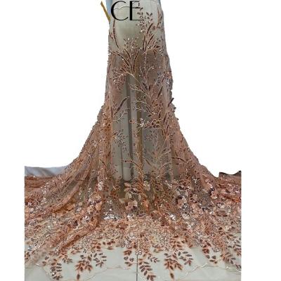 China 2021 Viable French Tulle Lace Fabric Net Lace With Sequins For Party for sale