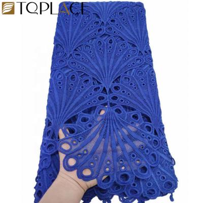 China Viable Blue Cord Embroidery Lace Fabric African Color Guipure Lace Nigerian Lace Fabric 2019 For Women Dress for sale