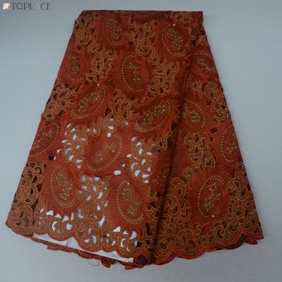 China Last viable hand cut cotton lace, african handcut lace fabric, swiss voile lace in red for sale