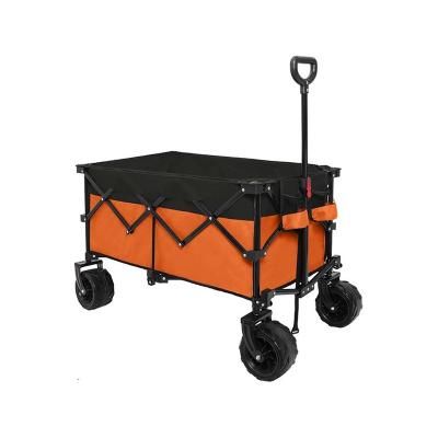 China 600D PVC+Sprayed Black Plastic Steel Pipe Beach Portable Camping Wagon Garden Metal Folding Hand Utility Cart for sale