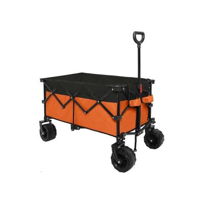 China 600D PVC+Black Plastic Sprayed Steel Pipe Customized Outdoor Folding Folding Trolley Cart Beach Hand Cart Camping Trolley for sale