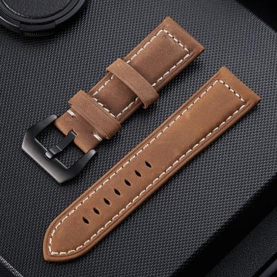 China Popular Crazy Horse Leather Strap Frosted Cow Leather Main Layer Sports Men's Peina Rough Watch Strap 24mm for sale