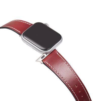 China Leather Suitable for Apple Watch Iwatch Apple Watch Strap Ultra-thin Wax Leather Fashion Oil Strap Watch Band for sale