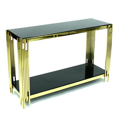 China Entry Lux Antique Design Stainless Steel Leg Console Table Gold for sale