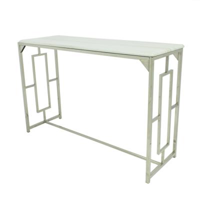 China Modern Decorative Living Room French Multifunctional Large Size Wall Console Table Stainless Steel White Marble Top Corridor for sale