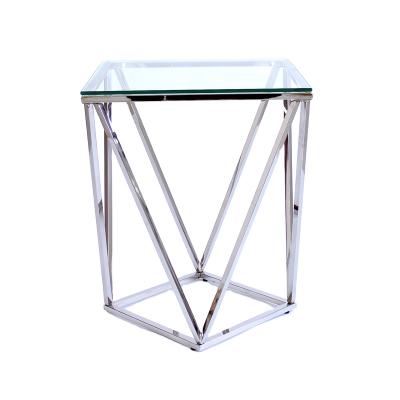 China Modern Living Room Art Rack Metal Mirror High End Side Coffee Table End Table Modern Luxury Customized Glass European Style for sale