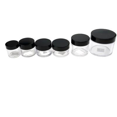 China 3g 5g 10g 15g 20g 30g Cosmetic Containers Clear Plastic Jar Plastic PS Logo Customers Cosmetic Jars for sale