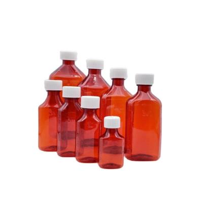 China Amber Plastic Liquid Bottle Personal Care Products With Child Safety Cap for sale