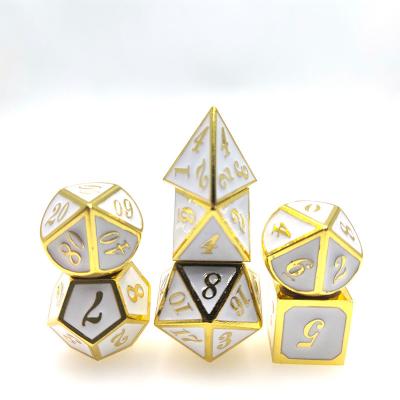 China Custom Colorful Square Game Beautiful Dice Enamel Metal RPG Dice Set For Polyhedral Dungeons And Dragons Games DND Dice for sale