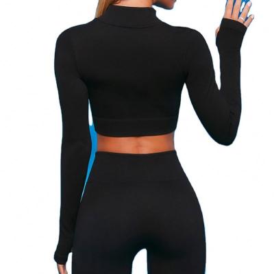 China Breathable 2 Piece Tights Long Sleeve Custom Yoga Sets Fitness for sale