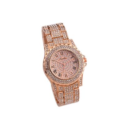 China Three-color gold three-color watch quartz watch casual simple steel belt non-specific starry Roman engraving female watch for sale