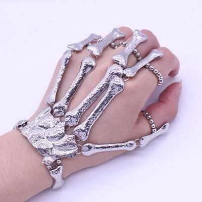 China BOHEMIA Exaggerated Personality Halloween Jewelry Ghost Claw Finger Bracelet Skeleton Masquerade Bracelet for sale