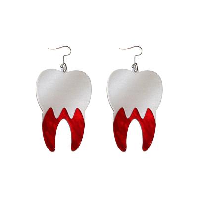 China BOHEMIA Europe and America Funny Witch Lips Magic Teeth Hook Earrings Halloween Exaggerated Acrylic Ear Hooks for sale