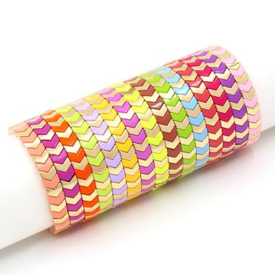 China European and American Beach BOHEMIA Bracelet High-grade Rainbow Enamel Geometric Macarons Arrow Bead Stacked Zinc Alloy Bracelet for sale