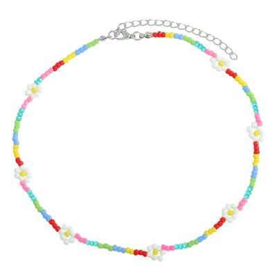 China Factory Stock Rice Bead Multilayer Stacking Cheap Processing Necklace Layered Multilayer Rainbow Rice Bead Necklace Handmade Female for sale