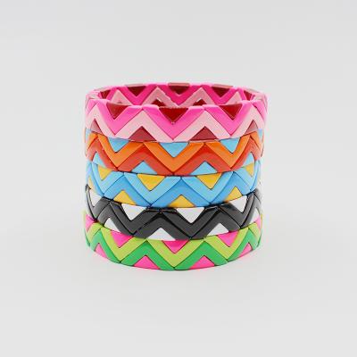 China European and American BOHEMIA Zinc Alloy Geometric Triangle DIY Tile DIY Enamel Rainbow Bracelet Irregular Couples Bracelet for sale