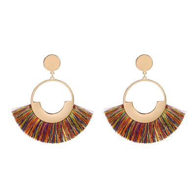 China High-end women's retro long bohemian tassel earrings European and American Statistical Institute of BOHEMIA temperament fashion alloy earrings for sale