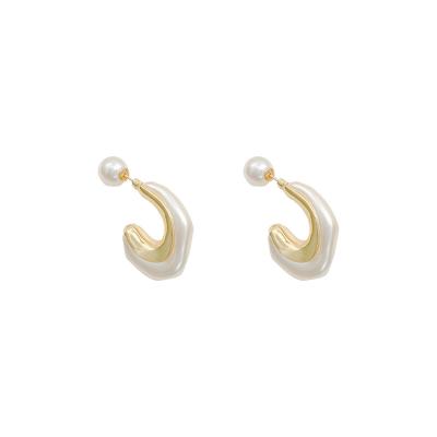 China BOHEMIA S925 silver needle European and American Hong Kong style simple exaggerated pearl earrings for sale