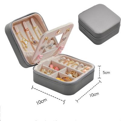 China China Supplier Fashion Durable Women Mini Leather Pink Jewelery Storage Travel Organizer Leather Custom Jewelry Package Box With Logo for sale