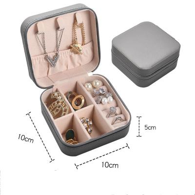 China Travel Durable Wholesale Ring Gift Box Packaging Jewelery Storage Case Portable Organizer Jewelery Earrings Leather Jewelry Box For Wome for sale