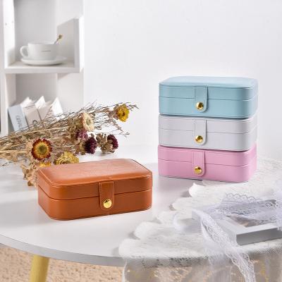 China Wholesale Durable PU Leather Jewelry Box Organizer Storage Jewelry Packaging Green Box With Pocket Logo for sale