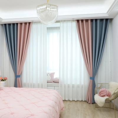 China Blackout Innermor Blue High Quality Linen Curtain For Living Room Curtain Fabric for sale