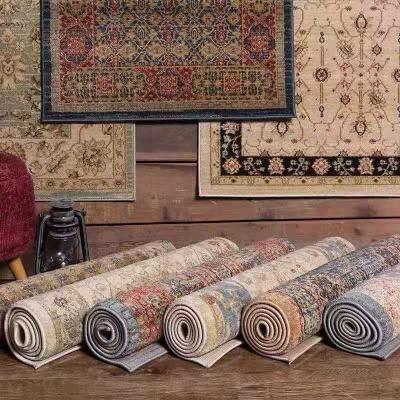 China Factory Washable New 1.8*2.7 M Red and Gold Medallion Yellow Hand Knotted Persian Blankets Handmade Silk Carpet for sale