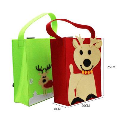 China Direct Selling Multifunctional Cartoon Felt Tote Bag Dog Toy Green And Red Bag Storage Shopping Bag Handbag for sale