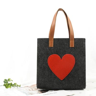 China Multifunctional Hot Sale Chinese Style Felt Tote Bag Felt Shopping Bag Felt Soft Handbag Handmade Shoulder Bag Factory Price for sale