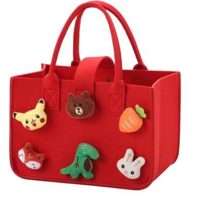 China Other New Creative Cute Cartoon Thicken Tote Bag Going Out Lightweight Large Capacity Shopping Bag Storage Felt Bag for sale