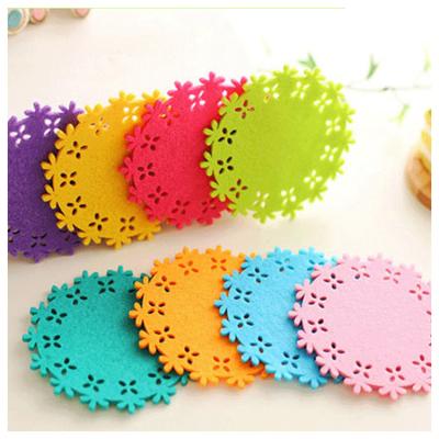 China Animal Flower Felt Washable Many Shape Cup Mat Around Colorful Cup Mat High Quality Coffee Drink Tea Drink Coaster Mat for sale